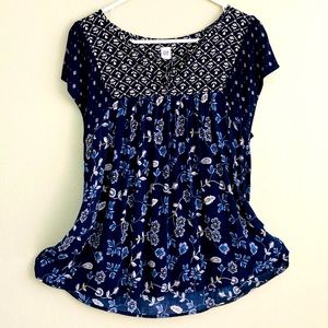 *Gap floral flutter top blue S